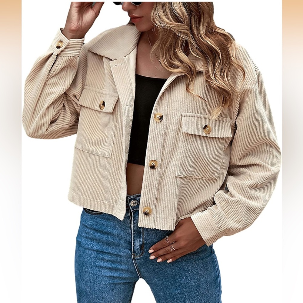 Cream Corduroy Cropped Jacket